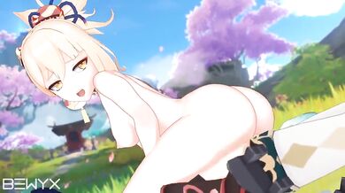 Riding Yoimiya's pussy in a hot ride of passion