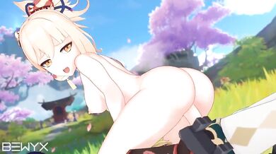 Riding Yoimiya's pussy in a hot ride of passion
