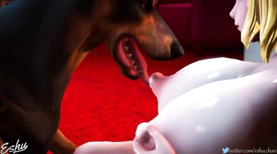 The Dog's Stiff Cock is Elin's Pleasure