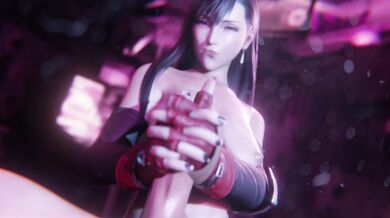 Bulging Senpai's Tifa Handjob Orgy