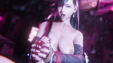 Bulging Senpai's Tifa Handjob Orgy