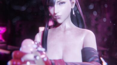 Bulging Senpai's Tifa Handjob Orgy
