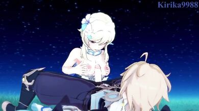 Aether's Forbidden Encounter with Lustful Lumine in Genshin Impact