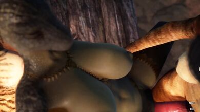 Sexual Instinct: Feline Banging a Reptilian Chick with Huge Boobs