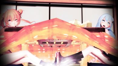 Murasame's Toesome Footjobs on Suzuya's Shaven Balls