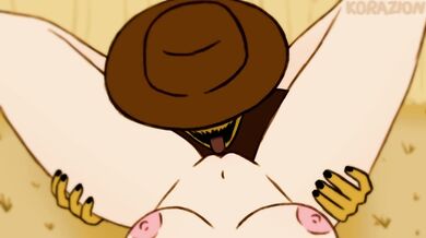 Scarecrow - Licking pussy (Korazion): A perverted scarecrow who licks and devours the dripping wet cunts of innocent farm girls in this explicit hentai porn video.