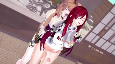 Ruthless Lesbian Futa Sluts, Erza and Raphtalia, Pound Each Other's Hole
