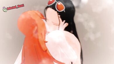 Lesbian Love in the Shower: Robin and Nami's Passionate Embrace (Sequel)