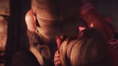 Two Girl Blowjob for Werewolf in Heat