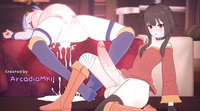 Aqua's Wet and Wild Ride with Megumin in Arcadia