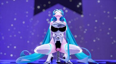 Hatsune Miku's Epic Fuck Fest with Race Queen Kuro MARU in a Black Brawl