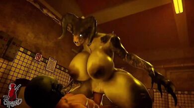 Gigantic Female Chimera Fucks New Partner after Gruesome Battle in Apocalyptic Wasteland