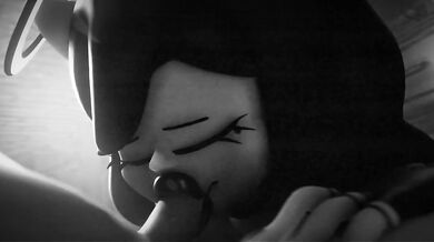 Angelic Alice Swallows Black Cock in B/W