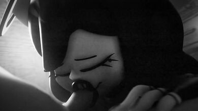 Angelic Alice Swallows Black Cock in B/W