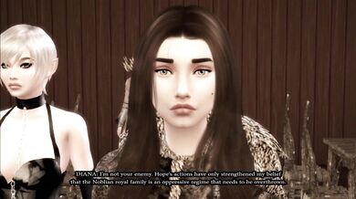 Noblian Chronicles - Season 3 - Episode 3 could be rewritten as follows: A Noblian Tale of Lust and Desire - Season Three, Episode ThreeDínlen and his partner Diana arrive at the Elven village of Mirimendas. Some Elves in the community are not pleased wi