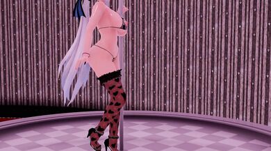 Sexy Hentai Dancer Slides Up and Down the Pole