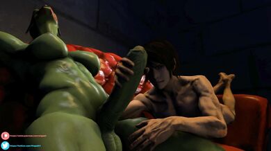 Futa Orc's Cock Handjobbed By Horny Human Hands