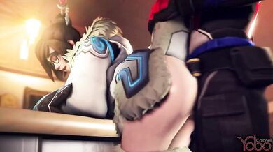 Mei Gets Gang-Banged by Overwatch Characters Soldier 76 and Colonel Yobo