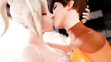 Lesbian Lust: Mercy and Tracer's Steamy Make-Out Session [HotGirls]