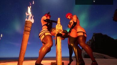 Futanari BDSM Bondage Foursome with Multiple Orgasms