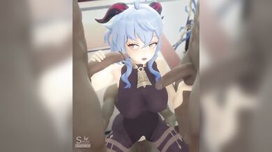 Double Handjobs from Ganyu While Riding