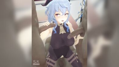 Double Handjobs from Ganyu While Riding