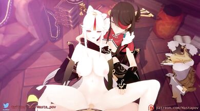 Five Fierce Females Fulfill One Lustful Lad's Desires in 'Harem Impact'