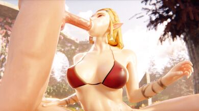 Busty Princess Zelda in a Bikini Gets Fucked Hard by Megaera in 4K HD!