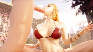 Busty Princess Zelda in a Bikini Gets Fucked Hard by Megaera in 4K HD!