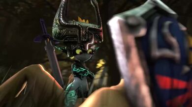 Midna Banging Link's Sword