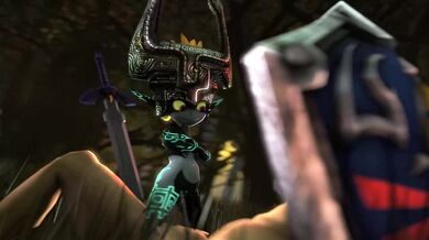 Midna Banging Link's Sword