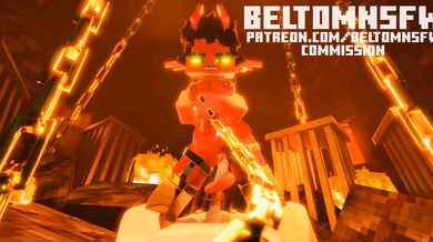 Tsubaki's Anal Exploration in Minecraft with a Belt-Powered Tailjob