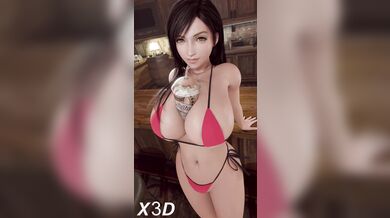 Sexy Tifa Lockhart Gives Her Big Boobs a Good Squeeze in her Bikini, Getting Blacked by the Dudes and Filmed in 4K Quality!