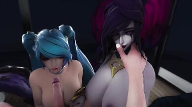 Holy Handjobs from Sona and Morgana