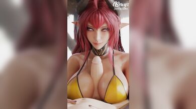 Tit-Fucking a Demon Chick