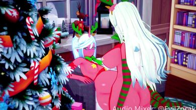 Happy Holidays, Getting Fucked and Sucking Dick in Your Tiny Outfit with Thigh-High Socks!