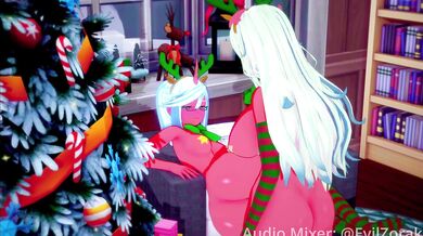 Happy Holidays, Getting Fucked and Sucking Dick in Your Tiny Outfit with Thigh-High Socks!