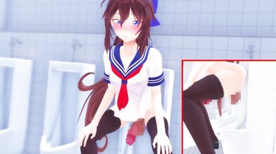 Public Bathroom Perv's Wet Dream: Hikari's Futanari Pee Break