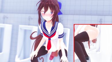 Public Bathroom Perv's Wet Dream: Hikari's Futanari Pee Break