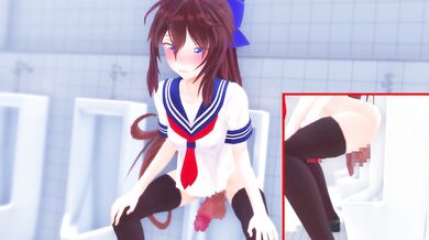 Public Bathroom Perv's Wet Dream: Hikari's Futanari Pee Break