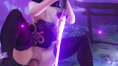 - Rock Hard Shogun Riding the Meat Sword of Baal from Genshin Impact