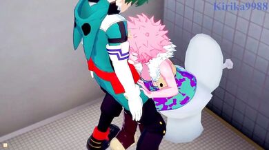 Izuku Midoriya's massive cock penetrates tight teen pussy of Mina Ashido