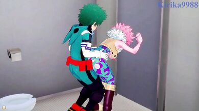 Izuku Midoriya's massive cock penetrates tight teen pussy of Mina Ashido
