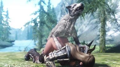 Skyrim on Dog Cock in Female Fighter!!