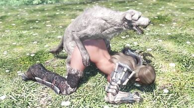Skyrim on Dog Cock in Female Fighter!!