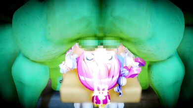 Luna the Malay Bukdaesa getting her throat rammed by Orc cocks