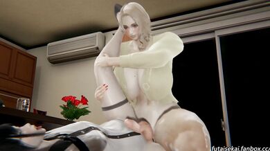 Rika's MILF Futas Grope her in Front of Mom