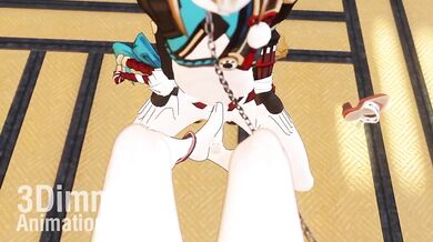 Gorou fucks Yae Miko in the pussy and ass