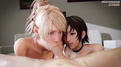 - Iris and Lunafreya Double Blow Job