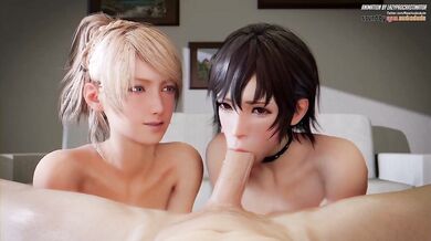 - Iris and Lunafreya Double Blow Job